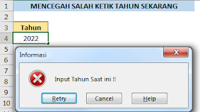 Mencegah Salah Ketik Tahun Saat Ini Dengan Data Validation Excel